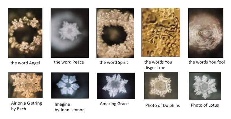 Foto dei cristalli di acqua immortalati da Emoto